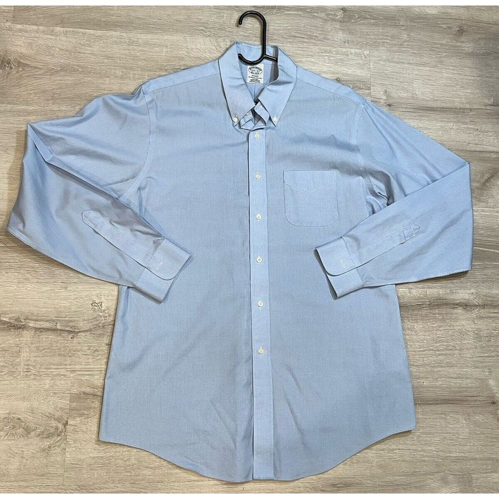 Brooks Brothers 1818 Regent Blue Micro Houndstooth‎ 16 1/2 Non Iron Long Sleeve